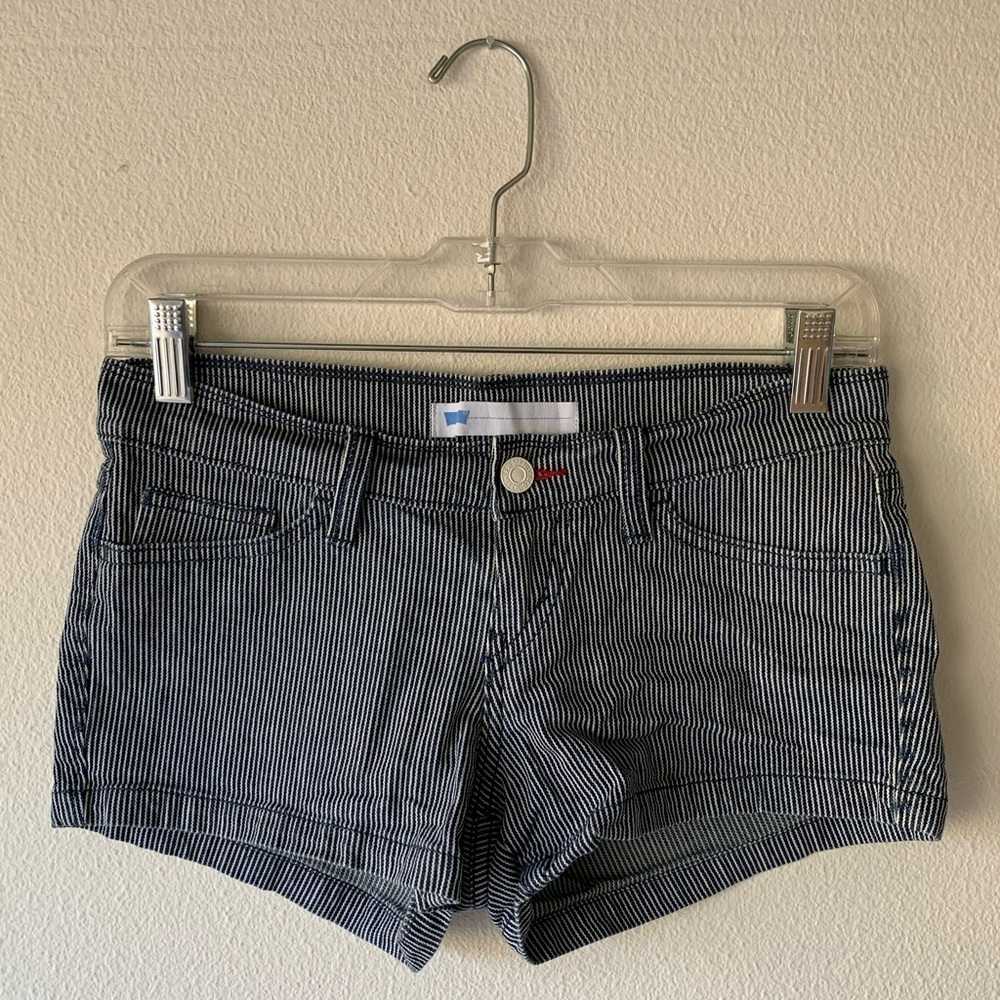Levi's Navy and White Striped Jean Shorts